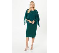 Wallis Petite Occasion Hotfix Overlay Formal Midi Dress In Green green 8