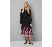 Wallis Petite Occasion Lace Insert Pleated Midi Dress In Black black