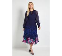 Wallis Women's Petite Occasion Lace Insert Pleated Midi Dress in Navy | Size: 12 Wallis Navy 12