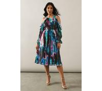 Wallis Petite Occasion Metallic Abstract Ruffle Midi Dress In Black black 8