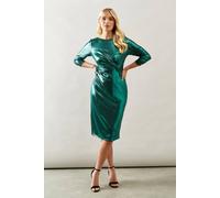 Wallis Petite Occasion Metallic Jersey Pencil Dress In Green green 16