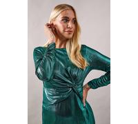 Wallis Petite Occasion Metallic Jersey Pencil Dress In Red red 10