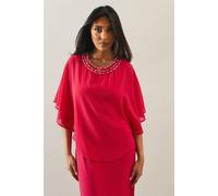 Wallis Petite Occasion Pearl Overlay Formal Maxi Dress In Pink pink