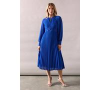 Wallis Petite Occasion Premium Lace Insert Pleated Midaxi Dress In Cobalt cobalt 10