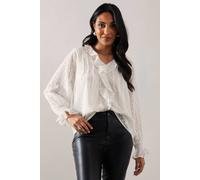 Wallis Petite Occasion Ruffle Front Metallic Blouse In Cream cream 8