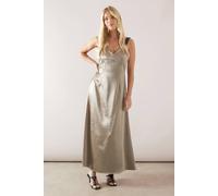 Wallis Petite Occasion Satin Lace Detail Maxi Dress In Champagne champagne 12