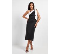 Wallis Women's Petite Occasion Scuba Corsage One Shoulder Midi Dress in Black | Size: 12 Wallis Black 12