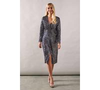 Wallis Petite Occasion Seqiun Twist Pencil Dress In Silver silver