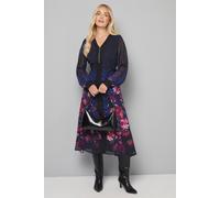 Wallis Petite Ombre Floral Zip Midi Dress In Navy navy 10