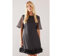 Petite Organza 3D Applique Shift Dress Wallis Black 12