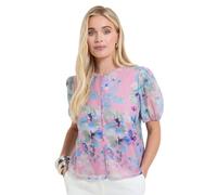 Wallis Petite Organza Puff Sleeve Top, 14, Pink