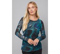 Wallis Petite Paisley Print Mesh Pleat Detail Top In Teal teal 16