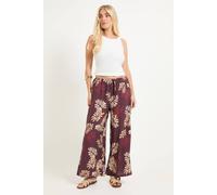 Wallis Petite Palm Print Drawstring Trousers In Brown brown