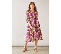 Wallis Petite Palm Viscose Linen Shirt Dress In Red red 12
