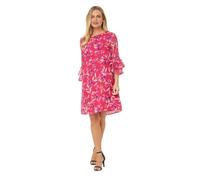 Petite Pink Watercolour Floral Ruffle Sleeve Shift Dress Wallis Pink 18