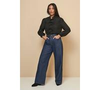 Wallis Women's Petite Pintuck Tie Front Blouse in Black | Size: 10 Wallis Black 10