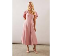 Wallis Petite Plain Crepe Cape Dress In Rose rose