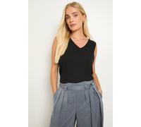 Wallis Petite Plain V Neck Cami Top In Black black