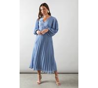 Wallis Petite Pleated Chiffon Midaxi Dress In Cornflower Blue cornflower blue 12