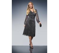 Wallis Petite Plissed V Neck Midi Dress In Black black 18