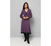 Wallis Petite Plum Zip Front Pleated Knitted Midi Dress plum L