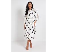 Wallis Women's Petite Polka Dot Cotton Cutwork Detail Shirt Dress in Ivory | Size: 12 Wallis Ivory 12