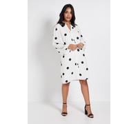 Wallis Petite Polka Dot Lace Collar Shift Dress In Ivory ivory
