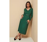 Wallis Petite Ponte Jersey Belted Midi Dress In Green green 20