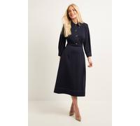 Wallis Petite Ponte Stitch Detail Midi Dress In Navy navy 16