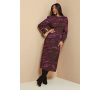Wallis Petite Printed Button Shoulder Midi Dress In Raspberry raspberry 14