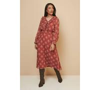 Petite Printed Ruffle Midi Dress Wallis Rust 18