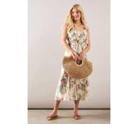 Petite Printed Ruffle Sleeveless Midi Dress Wallis Ivory 16