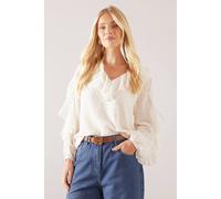 Wallis Petite Ruffle Detail Dobby Top In Ivory ivory 16