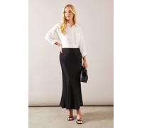 Wallis Petite Satin Bias Cut Midi Skirt In Black black 20