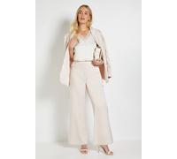Wallis Petite Satin Wide Leg Trouser Coord In Champagne champagne