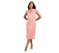 Wallis Women's Petite Scuba Lace Sleeve Pencil Dress in Coral | Size: 10 Wallis Coral 10