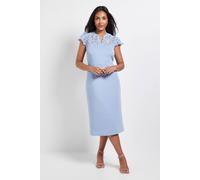 Wallis Women's Petite Scuba Lace Sleeve Pencil Dress in Blue | Size: 20 Wallis Blue 20