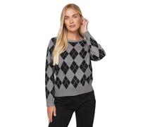 Wallis Women's Petite Sequin Argyle Crew Neck Jumper in Mono | Size: Large Wallis Mono L