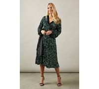 Wallis Petite Sequin Contrast Velvet Midi Dress In Forest forest 10