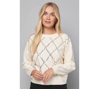 Wallis Petite Sequin Diamond Jumper In Ivory ivory L