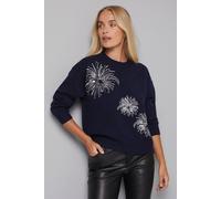 Wallis Petite Sequin Firework Jumper In Midnight midnight L