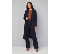 Wallis Petite Side Split Belted Coat In Navy navy