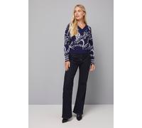 Wallis Petite Sparkle Fauna V Neck Jumper In Navy navy