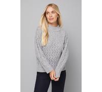 Petite Sparkle Pointelle Funnel Neck Jumper Wallis Grey S