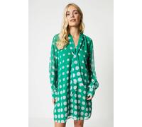Wallis Petite Spot Chiffon Tie Neck Shift Dress In Green green 12