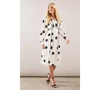 Wallis Petite Spot Lace Insert Midi Dress In Ivory ivory 8