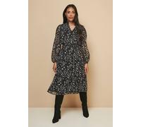 Wallis Petite Spot Pintuck Belted Midi Dress In Black black 12