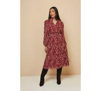 Wallis Petite Spot Pintuck Belted Midi Dress In Rust rust 10