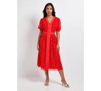 WALLIS Petite Spot Zip Puff Sleeve Midi Dress 12