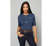Wallis Petite Statement Button Knitted Top In Navy navy M